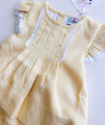 Load image into Gallery viewer, YELLOW HONEYCOMB DIAPER SET/DRESS W/ PEARL DETAIL
