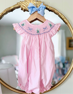 Load image into Gallery viewer, Pink Bow Smocked Bubble
