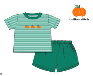 Knit Bullion Stitch Pumpkin Shorts Set