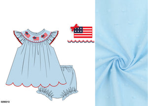 PRE-ORDER: Blue Swiss Dot Flag Smock