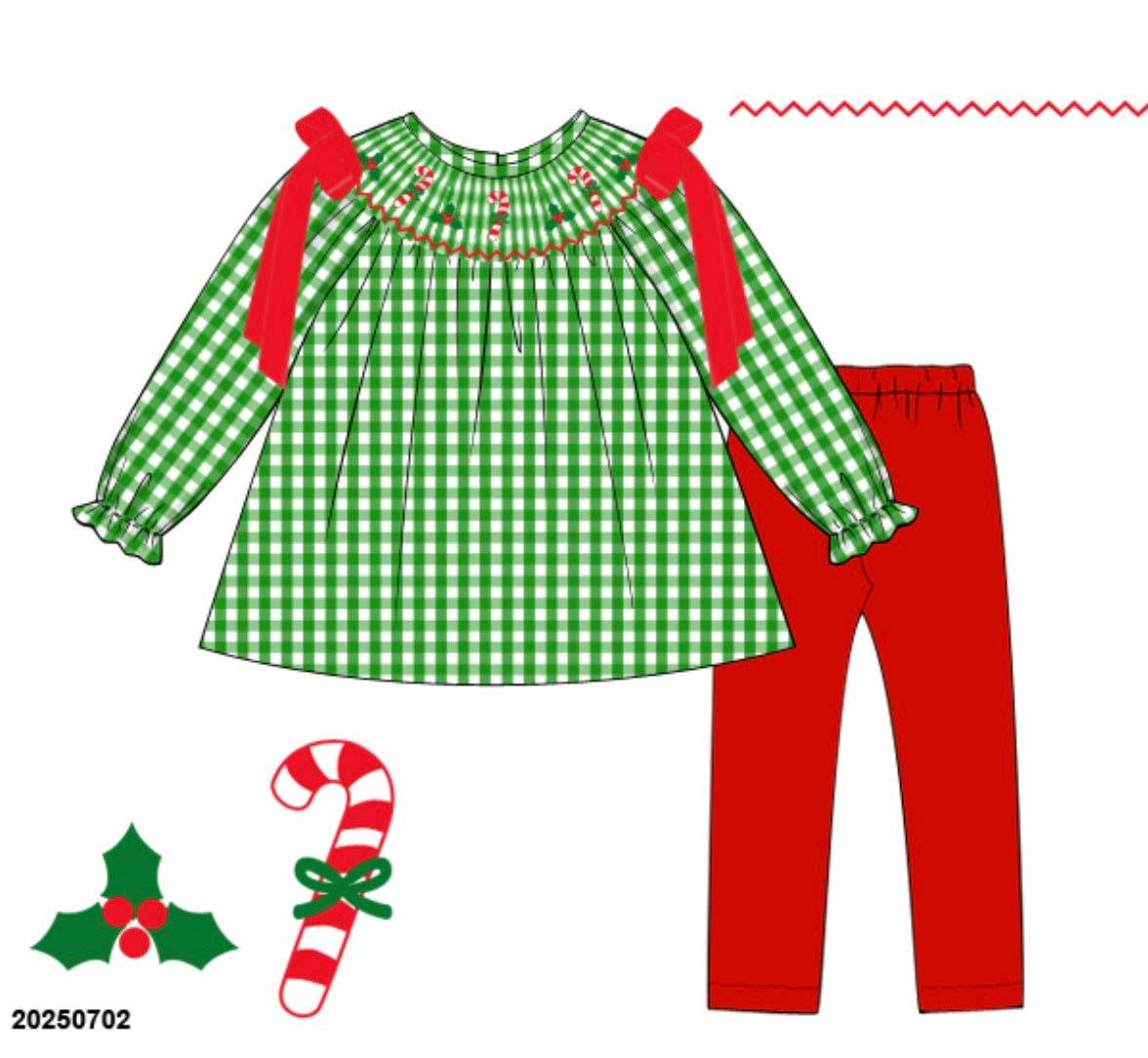 PRE-ORDER: Candy Cane Smocked Set