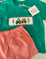 Load image into Gallery viewer, Smocked Tractor/Pumpkins Shorts Set

