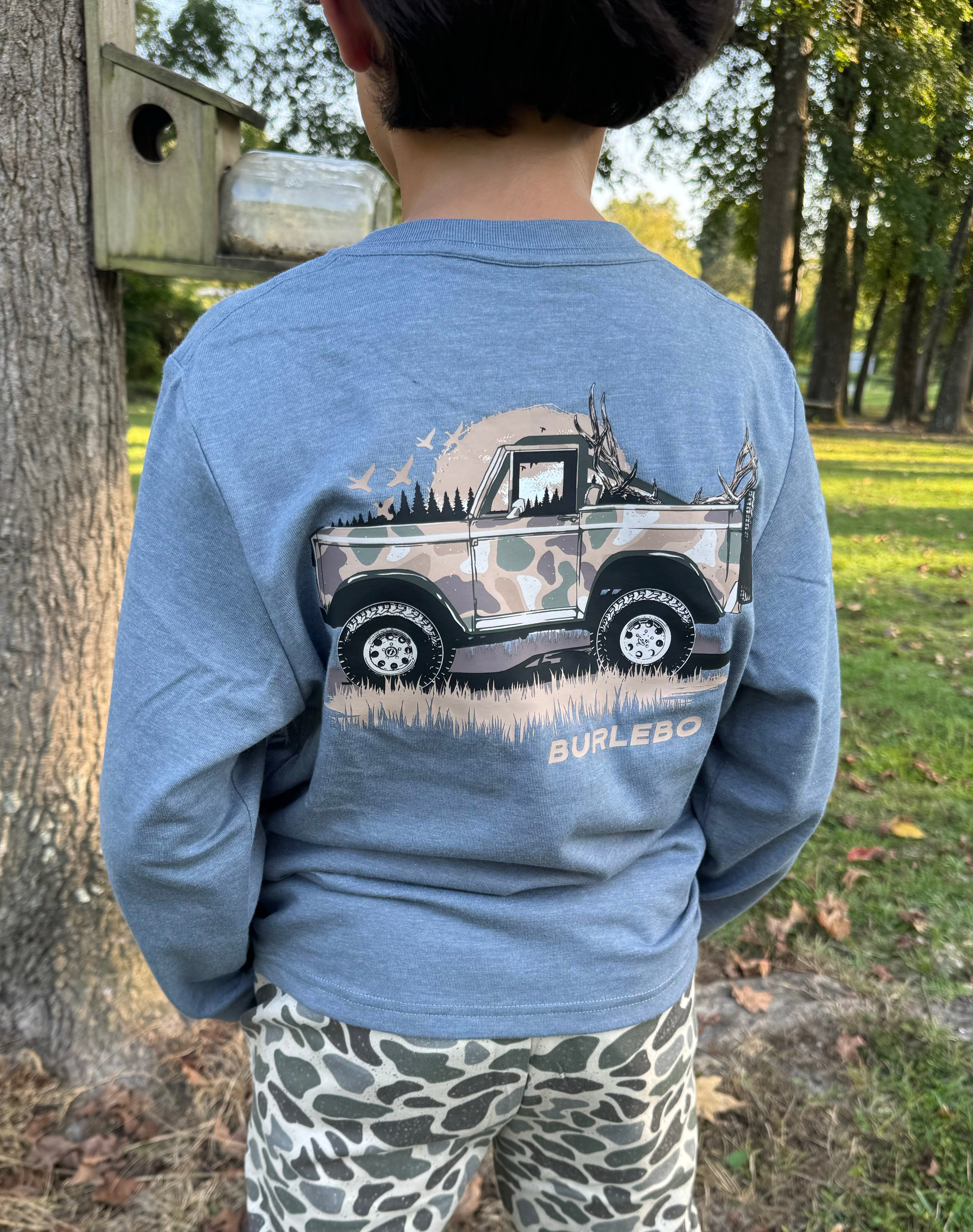 Youth Tee - Loaded Down Bronco - Heather Blue Jean - L/S