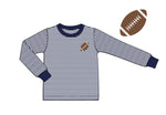 Load image into Gallery viewer, Knit Navy French Knot Football Tee
