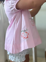 Load image into Gallery viewer, Embroidered Bow Pumpkins/ Green Swiss dot Diaper Cover
