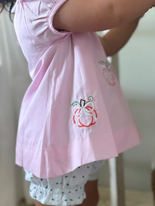Embroidered Bow Pumpkins/ Green Swiss dot Diaper Cover