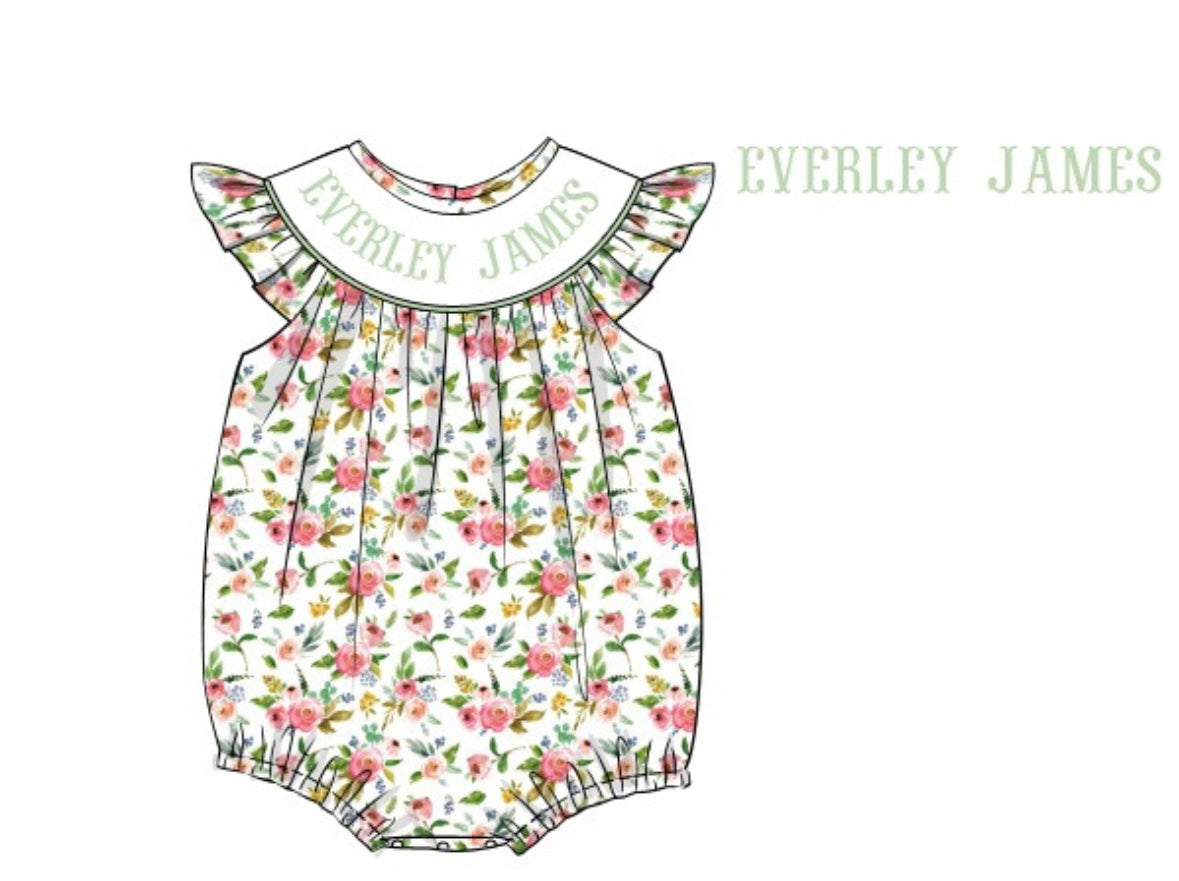 PRE-ORDER: woven custom name smock fabric bubble