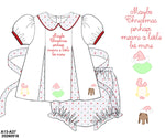 Load image into Gallery viewer, PRE-ORDER 63: GIRLS GRINCH EMBROIDERY WITH SHADOW EMBROIDERY AND RED/GREEN SWISS DOT FABRIC DIAPER SET(TRANSITIONS TO DRESS LENGTH SIZE 4T AND UP)
