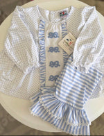 Load image into Gallery viewer, Blue French Knot Bow Set
