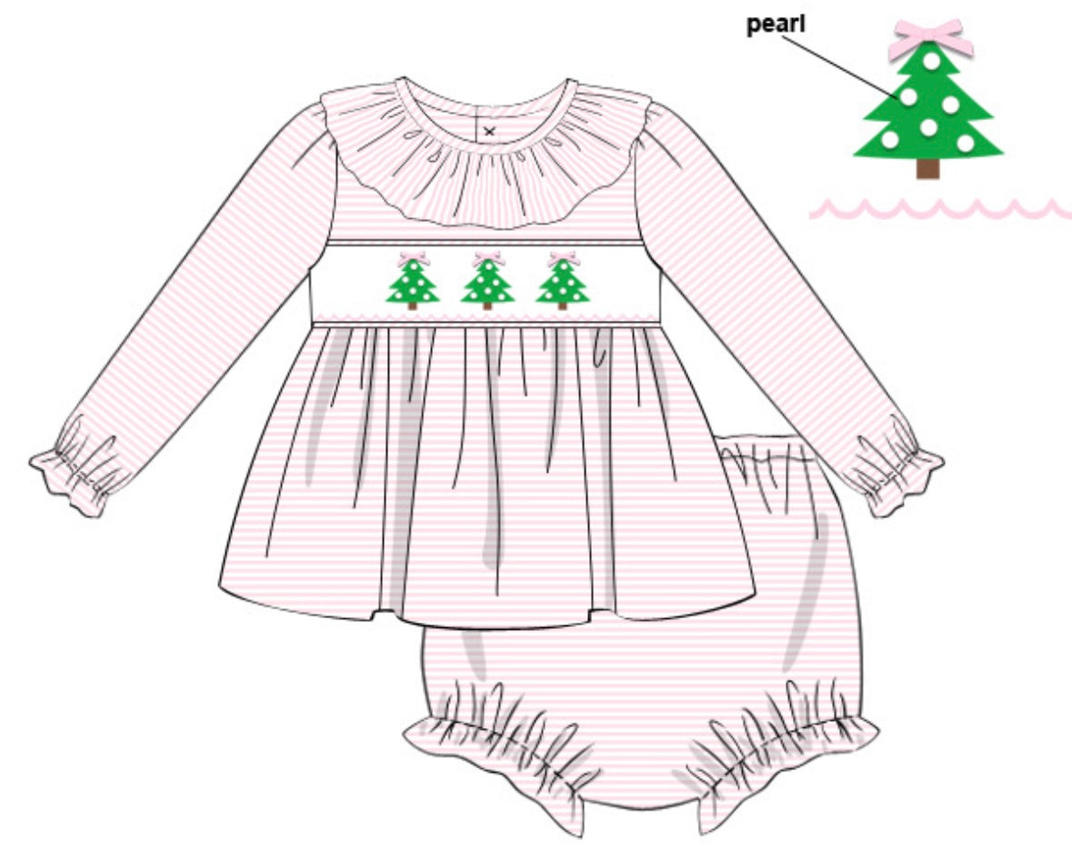 PRE-ORDER: Pearl Christmas Trees Knit Diaper Set