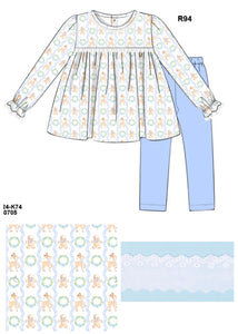 PRE-ORDER: Blue Christmas Print Knit Pants Set