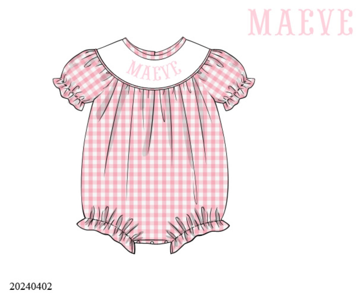 PRE-ORDER: knit name smock bubble pink check