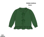 Load image into Gallery viewer, PRE-ORDER 63: GIRLS GREEN CARDIGAN WITH GREEN SATIN BOWS

