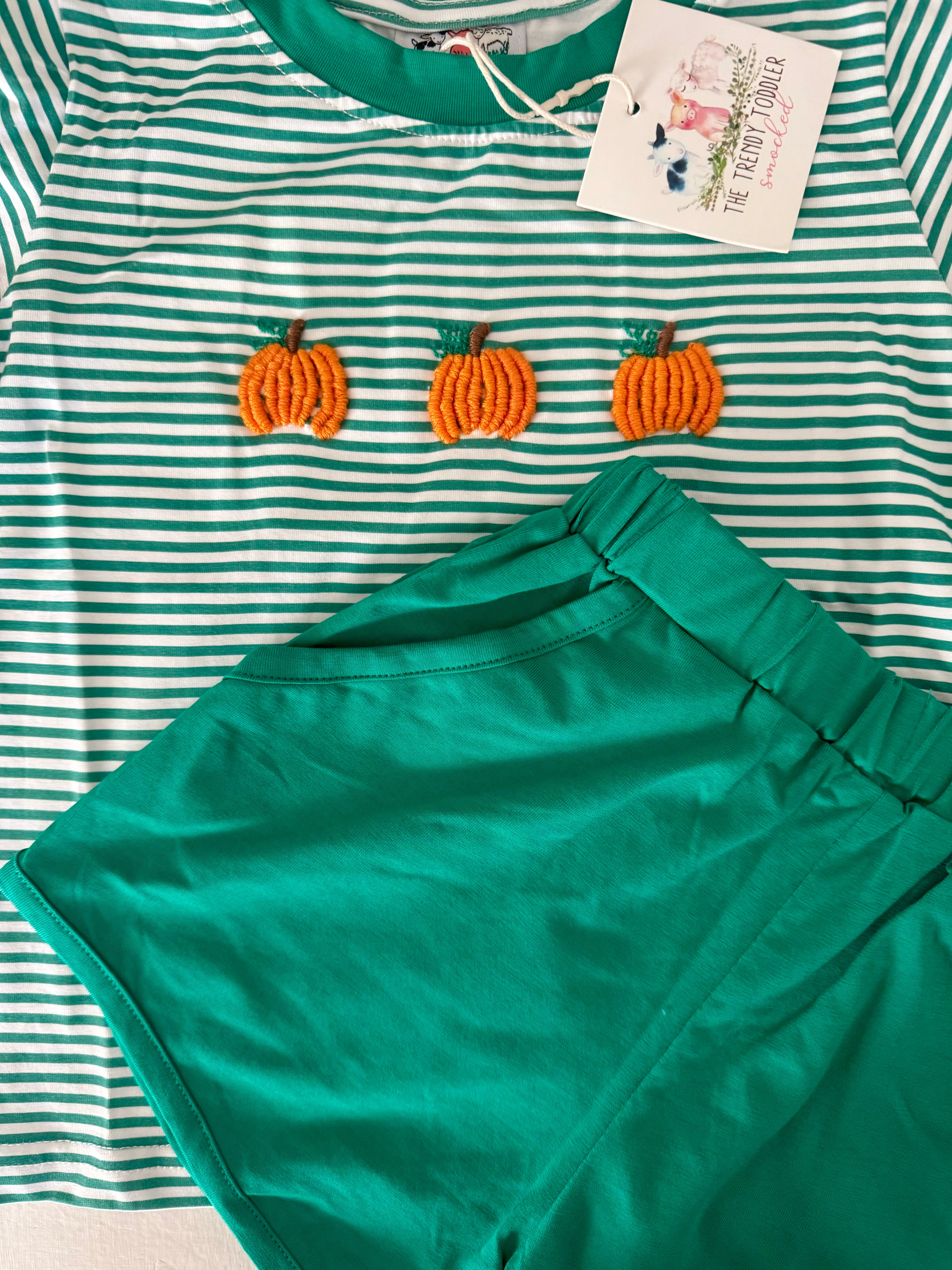 Knit Bullion Stitch Pumpkin Shorts Set
