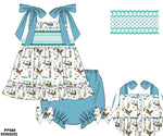 Load image into Gallery viewer, GIRLS WOVEN MALLARD PRINT SHOULDER TIE DIAPER SET/DRESS(starting at size 4T)
