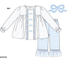 Load image into Gallery viewer, Blue French Knot Bow Set
