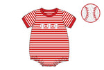 Load image into Gallery viewer, PRE-ORDER: BOYS KNIT BUBBLE WITH FRENCH KNOT BASEBALLS
