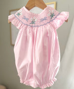 Load image into Gallery viewer, Pink Bow Smocked Bubble
