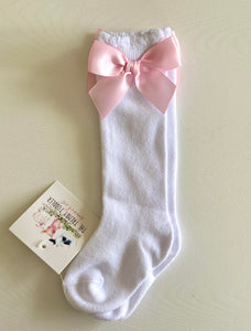 Pink Satin Bow Socks