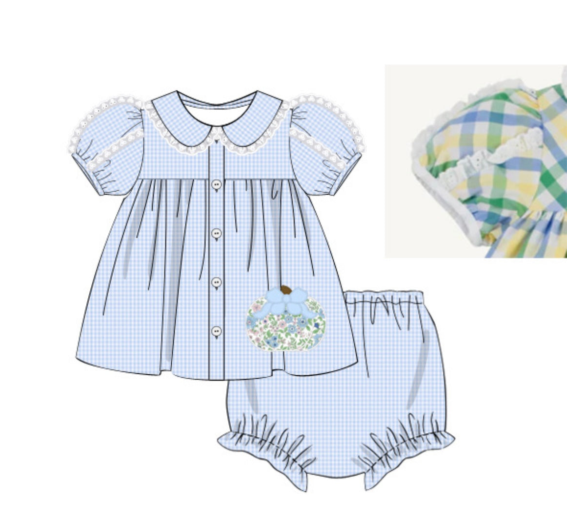 Classic Applique Pumpkin/Bow Diaper set