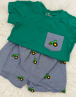 Load image into Gallery viewer, Tractor Applique Shorts Set
