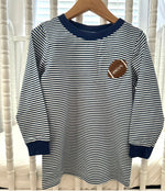 Load image into Gallery viewer, Knit Navy French Knot Football Tee
