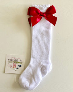 Red Satin Bow Socks