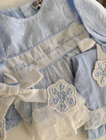 Load image into Gallery viewer, GIRLS CHIFFON WHITE SWISS DOT WALKING IN A WINTER WONDERLAND PANTS SET
