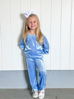 Load image into Gallery viewer, Pearl Blue Velvet Material Jogger Set
