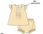 Load image into Gallery viewer, YELLOW HONEYCOMB DIAPER SET/DRESS W/ PEARL DETAIL
