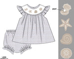 Load image into Gallery viewer, PRE-ORDER: SMOCKED SEASHELLS BLOOMER SET/DRESS
