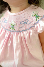 Load image into Gallery viewer, Pink Bow Smocked Bubble
