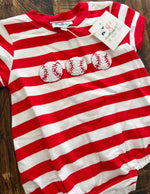 Load image into Gallery viewer, PRE-ORDER: BOYS KNIT BUBBLE WITH FRENCH KNOT BASEBALLS
