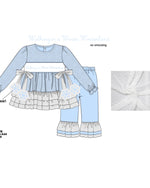 Load image into Gallery viewer, GIRLS CHIFFON WHITE SWISS DOT WALKING IN A WINTER WONDERLAND PANTS SET
