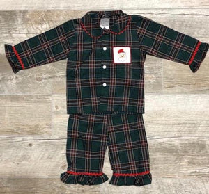 GIRL'S FLANNEL PJ'S WITH SMOCKED SANTA CLAUSE
