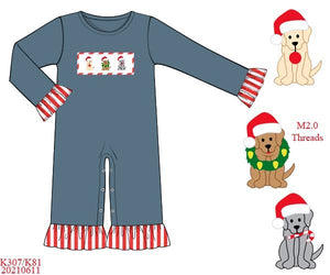 KNIT SMOCKED CHRISTMAS LABS ROMPER