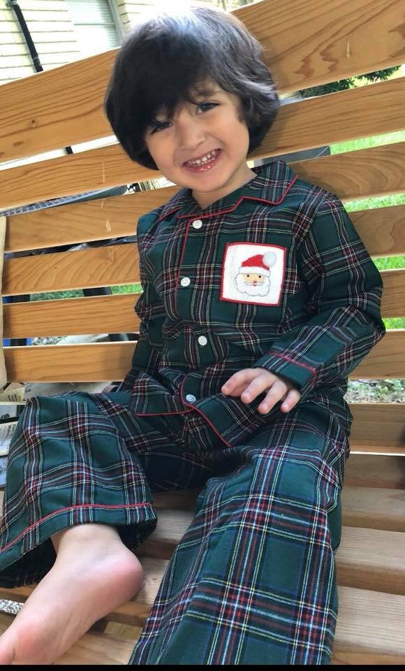 BOY'S FLANNEL PJ'S WITH SMOCKED SANTA CLAUSE