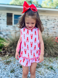 Girls Side Tie Crawfish Bloomer Set