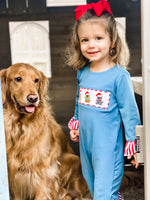 Load image into Gallery viewer, KNIT SMOCKED CHRISTMAS LABS ROMPER
