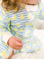 Load image into Gallery viewer, Baby Chick Blue Stripe Zip Up Loungewear
