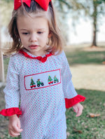 Load image into Gallery viewer, Girls Tractor Christmas Romper

