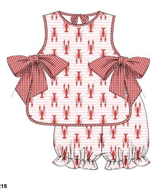 Girls Side Tie Crawfish Bloomer Set