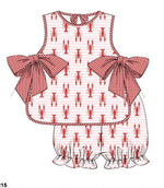 Load image into Gallery viewer, Girls Side Tie Crawfish Bloomer Set
