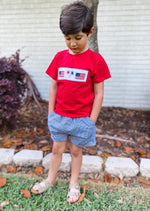 Load image into Gallery viewer, Boys USA Smocked Shorts Set
