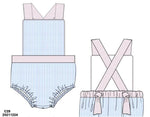 Load image into Gallery viewer, Boys Blue Stripe/Pink Windowpane Sunsuit
