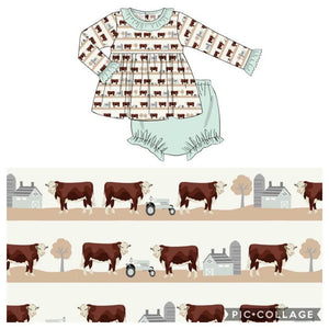 KNIT COW PRINT TOP WITH KNIT DIAPER COVER